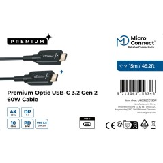Premium MicroConnect USB-C Hybrid Cable 15m - High-Speed, Durable, Reliable (USB3.2CC15OPT)